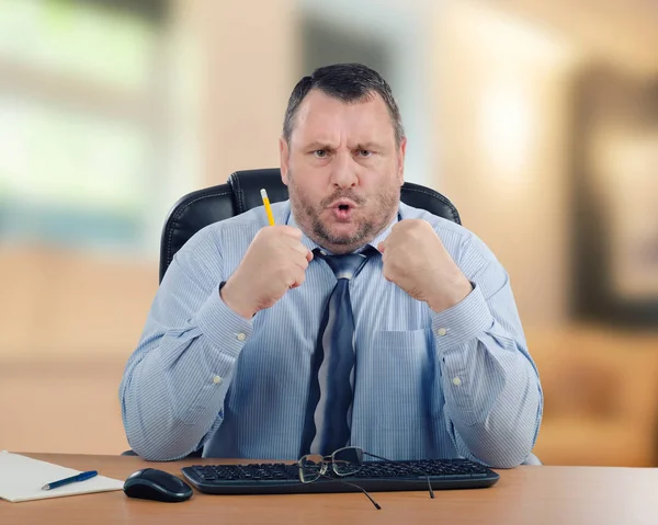 Angry businessman clenches his hands — Stock Photo, Image