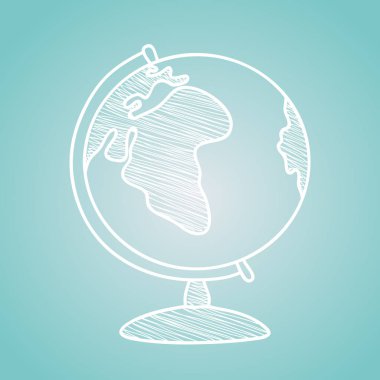 Mavi arkaplanda beyaza boyanmış dünya.