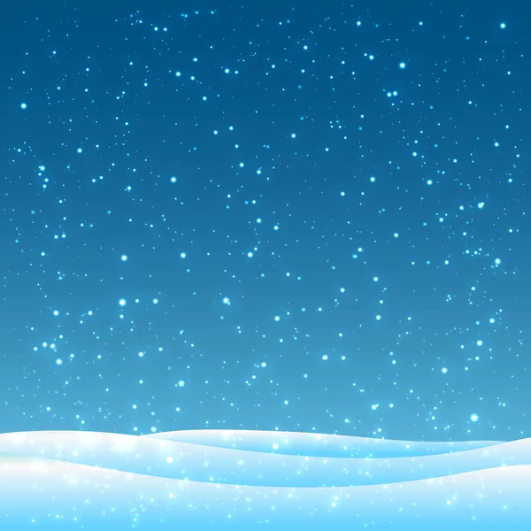 Realistic snowdrifts and snowfall on sky background. Royalty Free Stock Vectors