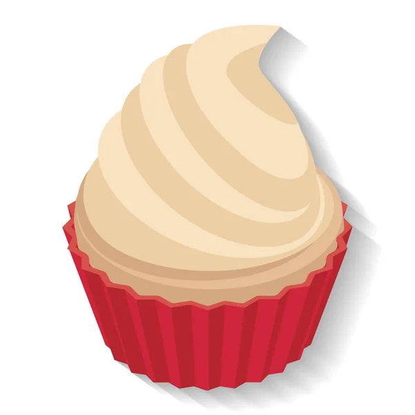 Lekkere cupcake in crème en frambozen wrap — Stockvector
