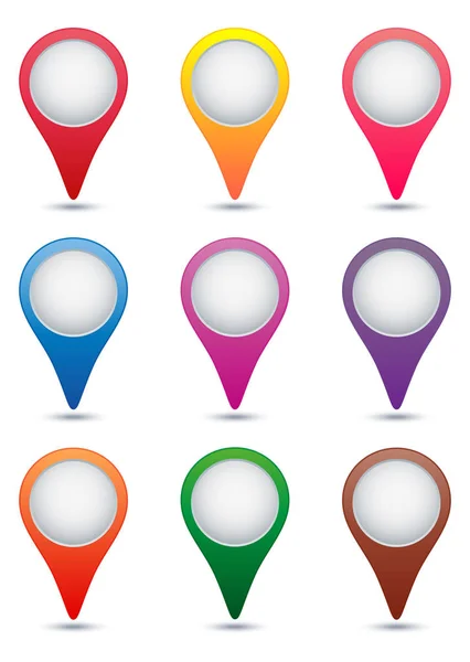 Geolocation icons in multicolored colors with shadow. — 스톡 벡터