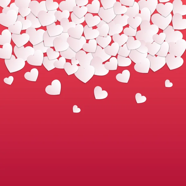 Red background of white hearts for Valentine's Day — Stock Vector