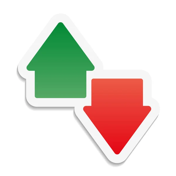Dos Flechas Arriba Abajo Verde Rojo Sobre Fondo Blanco — Vector de stock