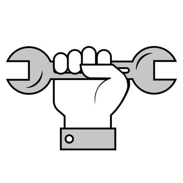 Wrench Hand White Background — Stock Vector