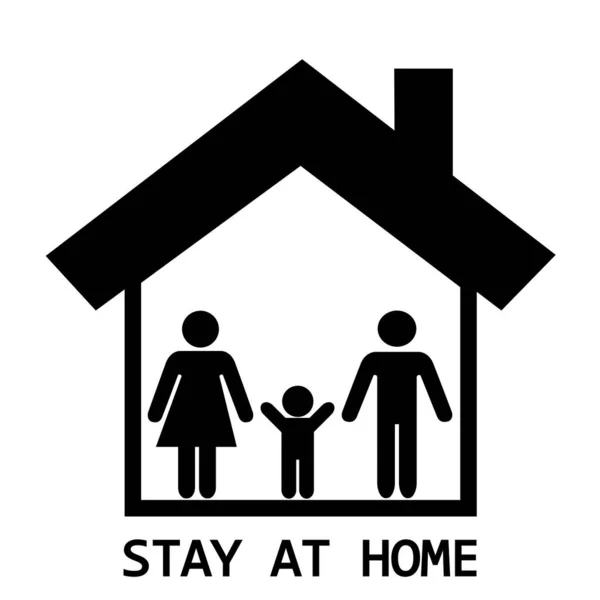 Icon Stay Home Quarantine Home People Family — Stock Vector