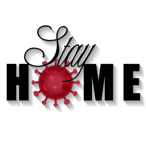 Inscription Stay Home Quarantine Home People Family — Stock Vector