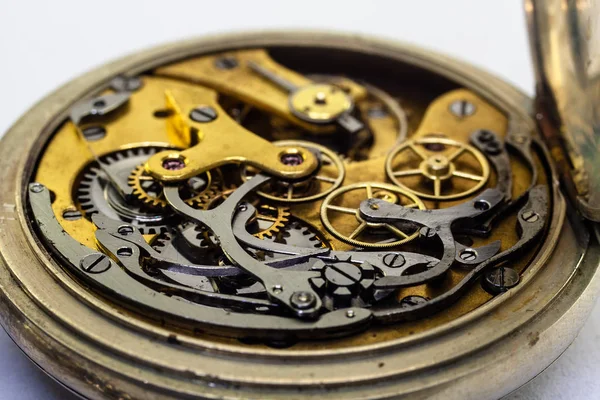 古い時計の古いクロノグラフ時計のメカニズム — ストック写真