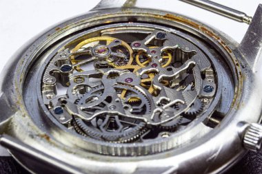 Eski saat eski kronograf saat mekanizması