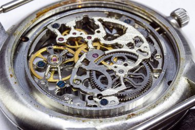 Eski saat eski kronograf saat mekanizması