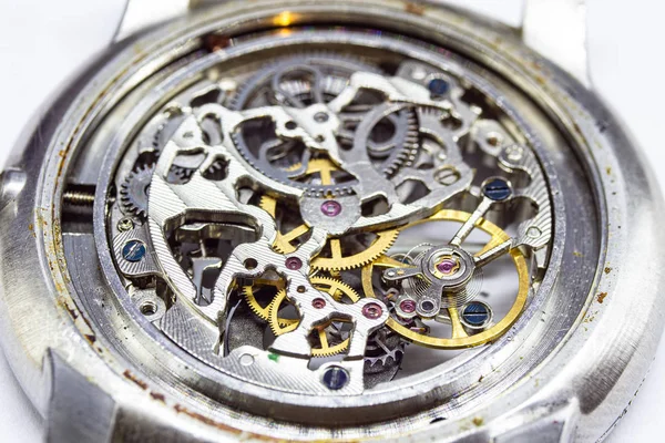 Velho Relógio Antigo Mecanismo Relógio Cronógrafo — Fotografia de Stock