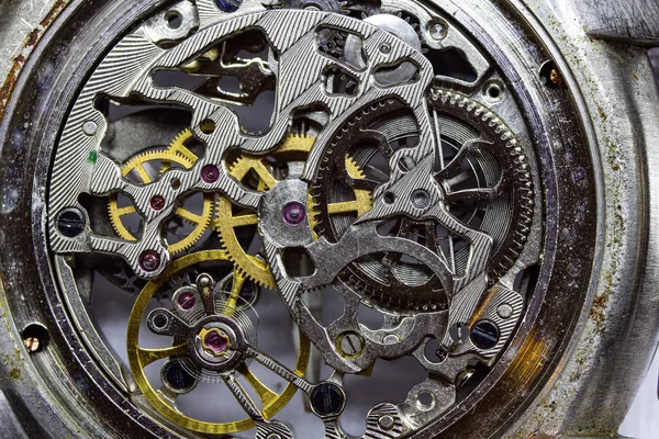 古い時計の古いクロノグラフ時計のメカニズム — ストック写真