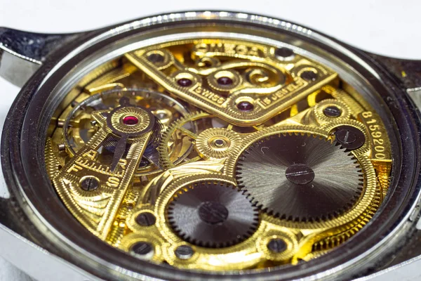 Old Clock Old Chronograph Clockwork Mechanism — Stock Photo, Image