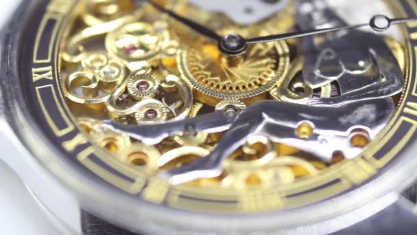 Vecchio Orologio Vecchio Cronografo Meccanismo Orologio Lavoro Lancette Dell Orologio — Video Stock