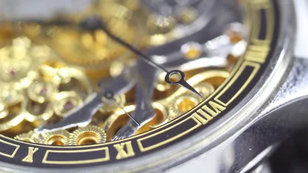 Reloj Viejo Viejo Cronógrafo Mecanismo Relojería Reloj Trabajo Manecillas — Vídeos de Stock