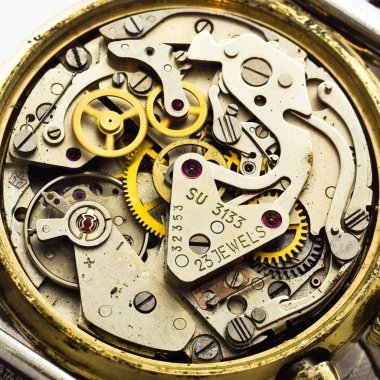 Eski saat eski kronograf saat mekanizması donanımı