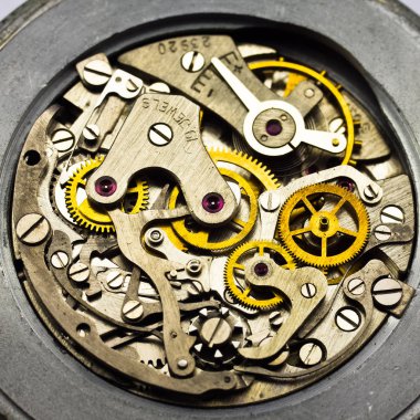 Eski saat eski kronograf saat mekanizması donanımı
