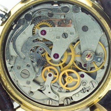 Eski saat eski kronograf saat mekanizması donanımı