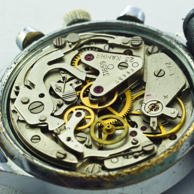 Eski saat eski kronograf saat mekanizması donanımı