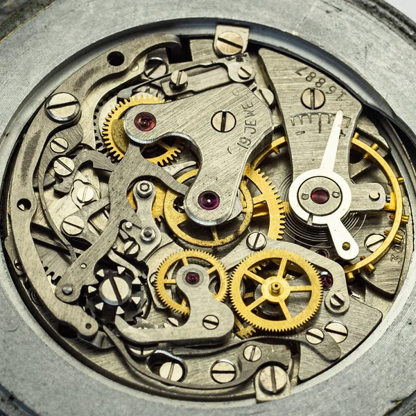 老式钟表钟表钟表机构齿轮 — 图库照片