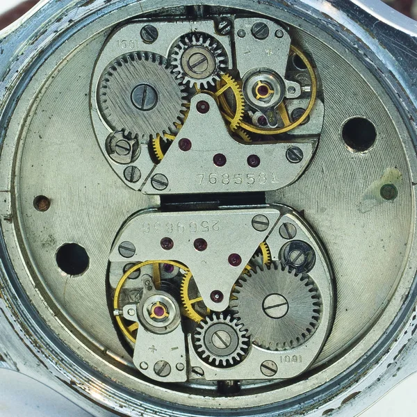 Old Clock Old Chronograph Clockwork Mechanism Gear — Stock Photo, Image