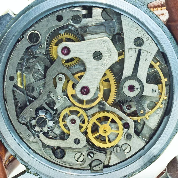 Vieille Horloge Vieux Chronographe Mécanisme Horloge Engrenage — Photo