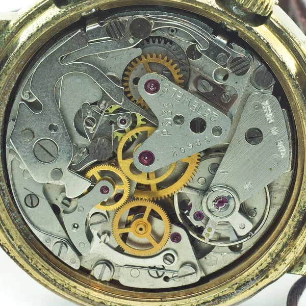 Staré Hodiny Starý Chronograf Hodinový Mechanizmus Převodovka — Stock fotografie