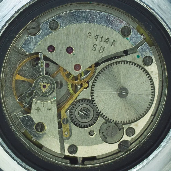 古いクロック古いクロノグラフ時計機構ギア — ストック写真