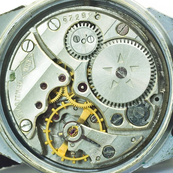 Oude Klok Oude Chronograaf Uurwerk Mechanisme Versnelling — Stockfoto