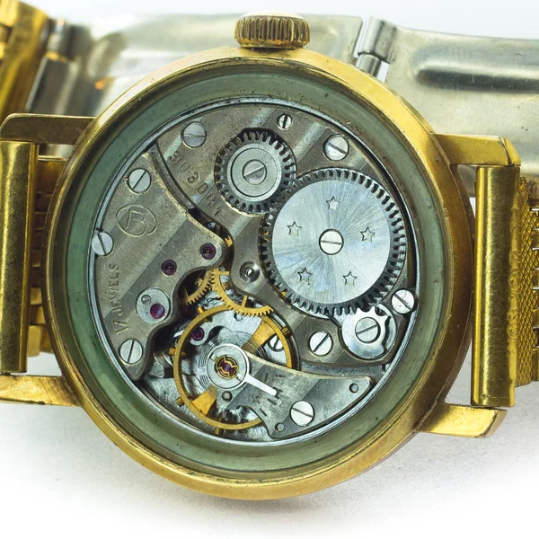 Vieille Horloge Vieux Chronographe Mécanisme Horloge Engrenage — Photo