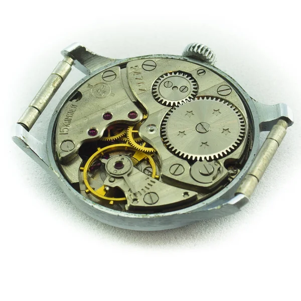 Vieille Horloge Vieux Chronographe Mécanisme Horloge Engrenage — Photo