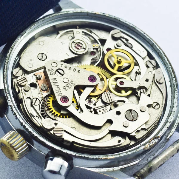 Vieille Horloge Vieux Chronographe Mécanisme Horloge Engrenage — Photo