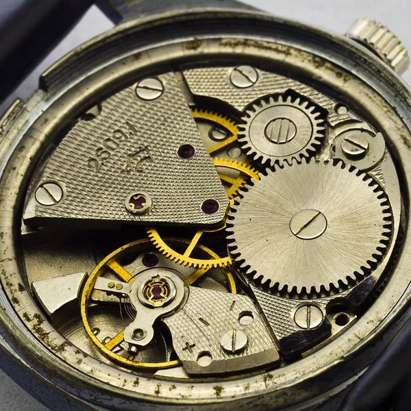 Vieille Horloge Vieux Chronographe Mécanisme Horloge Engrenage — Photo