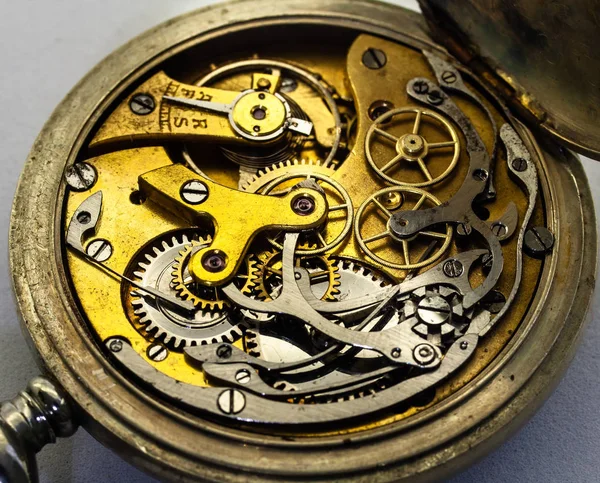Vieille Horloge Vieux Chronographe Mécanisme Horloge Engrenage — Photo