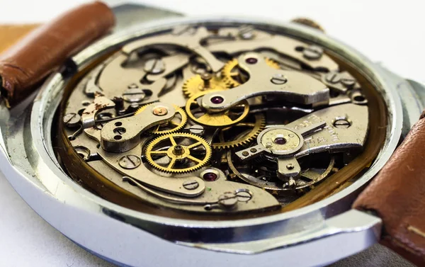 Old Clock Old Chronograph Clockwork Mechanism Gear — Stock Photo, Image