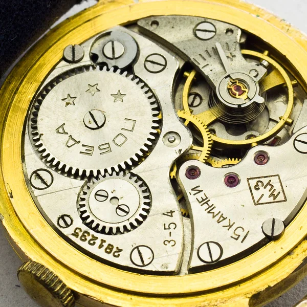Eski Saat Eski Kronograf Saat Mekanizması Donanımı — Stok fotoğraf