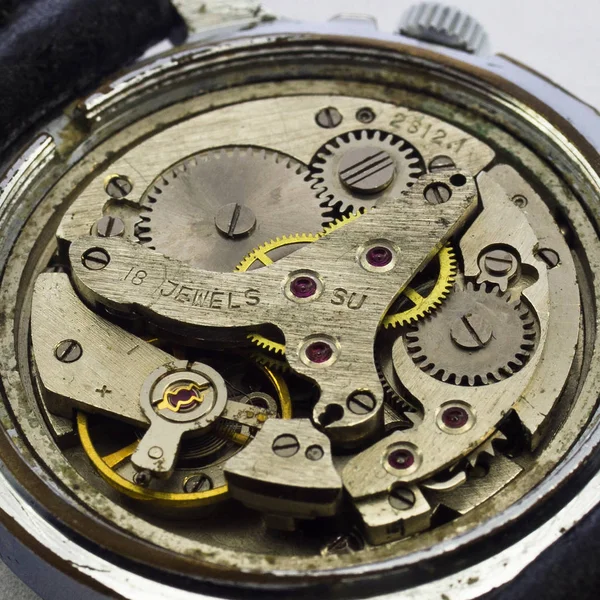 Vecchio Orologio Vecchio Cronografo Meccanismo Orologio Marcia — Foto Stock