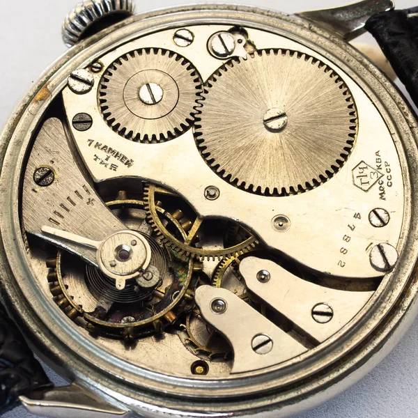Old clock old chronograph clockwork mechanism gear