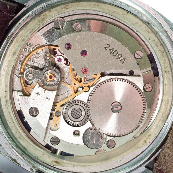 Staré Hodiny Starý Chronograf Hodinový Mechanizmus Převodovka — Stock fotografie