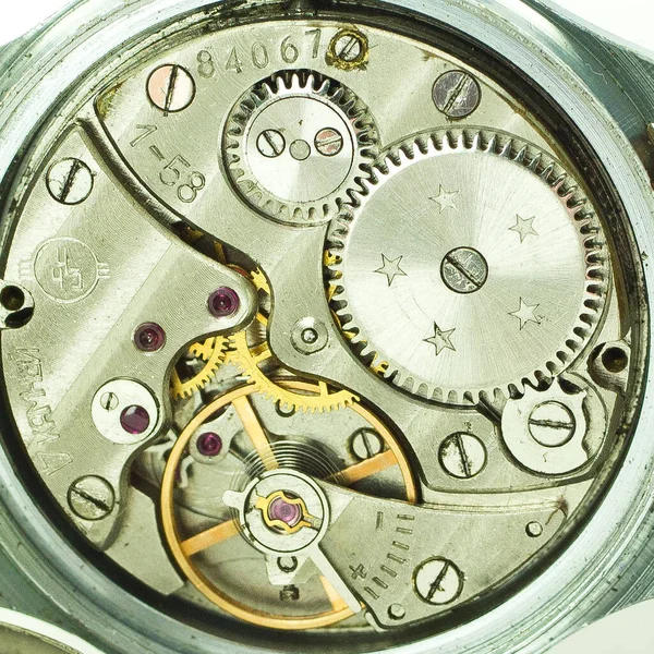 Vieille Horloge Vieux Chronographe Mécanisme Horloge Engrenage — Photo