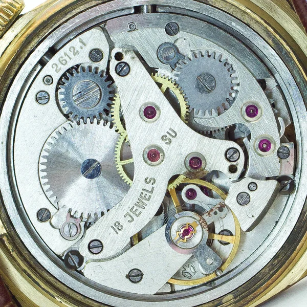 Vieille Horloge Vieux Chronographe Mécanisme Horloge Engrenage — Photo