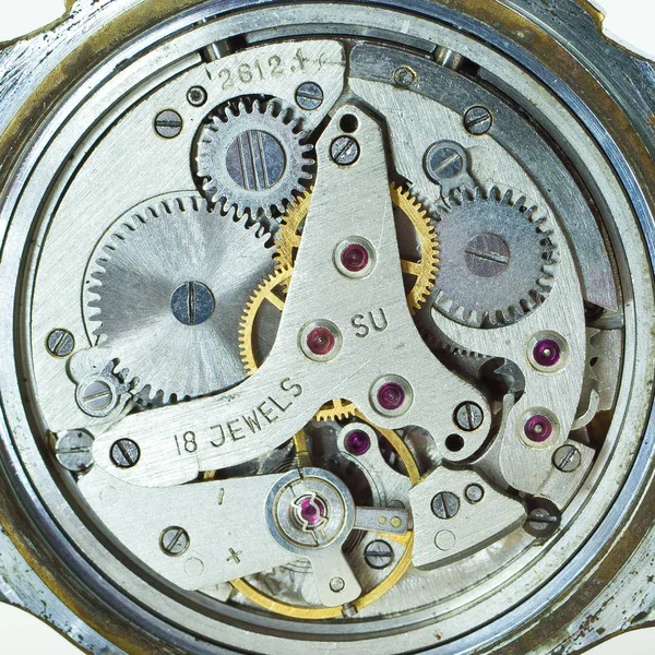 Old Clock Old Chronograph Clockwork Mechanism Gear — Stock Photo, Image