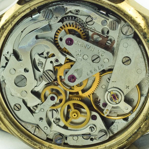 Vieille Horloge Vieux Chronographe Mécanisme Horloge Engrenage — Photo