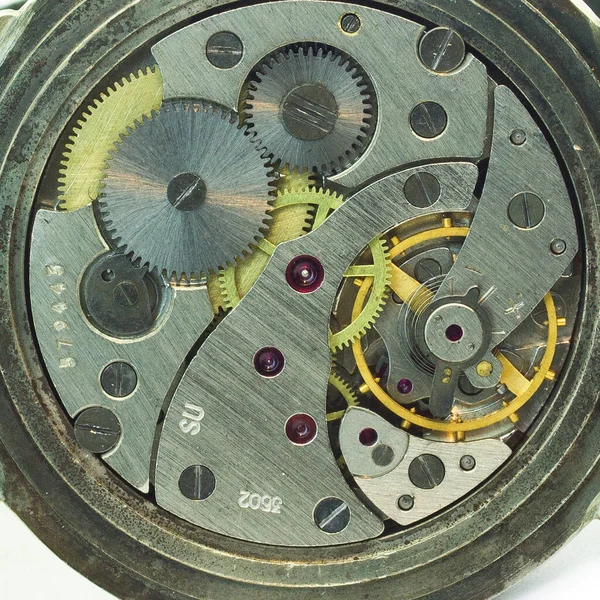 Old Clock Old Chronograph Clockwork Mechanism Gear — Stock Photo, Image