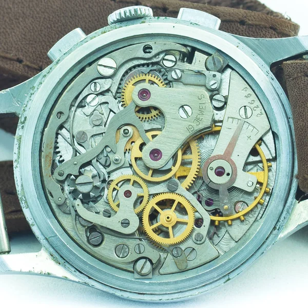 Eski Saat Eski Kronograf Saat Mekanizması Donanımı — Stok fotoğraf