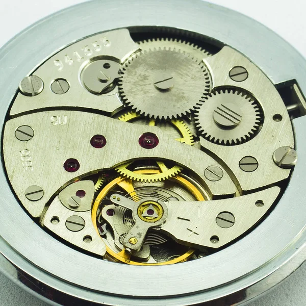 Oude Klok Oude Chronograaf Uurwerk Mechanisme Versnelling — Stockfoto