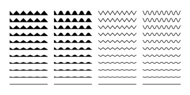 Beyaz arkaplanda soyut bir dalga oluşturuldu. Dekorasyon elemanı. Geometrik tasarım. Vektör illüstrasyon okyanusu. Vektör çizgisi tasarımı. Vektör ses dalgası. Vektör grafik kümesi.