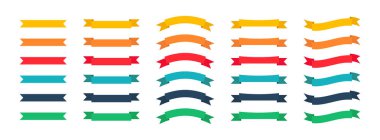 Kurdele simgeleri izole edilmiş vektör pankartları. Renkli afişler. Klasik arka plan. Vektör amblemi şablonu. Promosyon satış rozeti. İndirimli etiket tasarımı. İndirim etiketi özel fiyat.