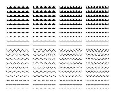 Beyaz arkaplanda soyut bir dalga oluşturuldu. Dekorasyon elemanı. Geometrik tasarım. Vektör illüstrasyon okyanusu. Vektör çizgisi tasarımı. Vektör ses dalgası. Vektör grafik kümesi.