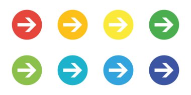 Beyaz arkaplanda ok işareti simgesi izole edildi. Basit çember şablonu