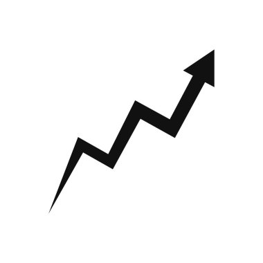 Ok simgesi. Kara vektör oku yukarı. Büyüme çizelgesi. İzole vektör